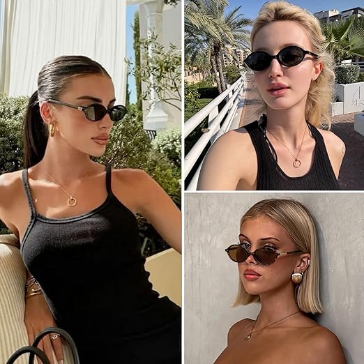 Retro Oval Sunglasses for Women Vintage 90s Y2K Trendy Designer Sun Glasses - Image 4
