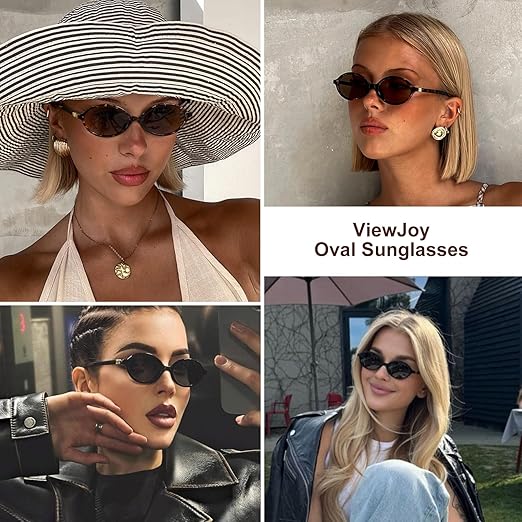 Retro Oval Sunglasses for Women Vintage 90s Y2K Trendy Designer Sun Glasses - Image 5